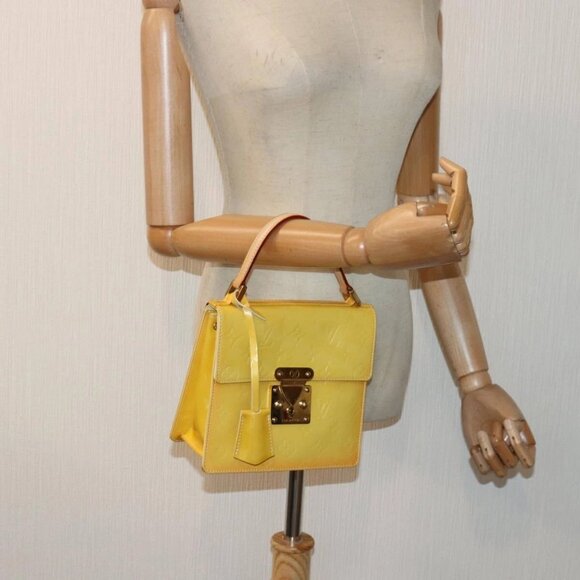 LOUIS VUITTON Monogram Vernis Spring Street Bag Lime Yellow - Picture 1 of 16